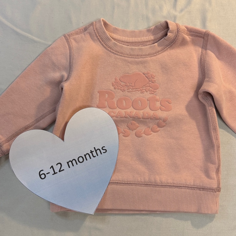 Roots Canada Pink Sweatshirt Classic Crewneck with Ribbed Trim